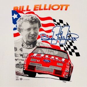 Vintage 90s BILL ELLIOT Budweiser NASCAR T-Shirt - FORD Racing - Made In USA